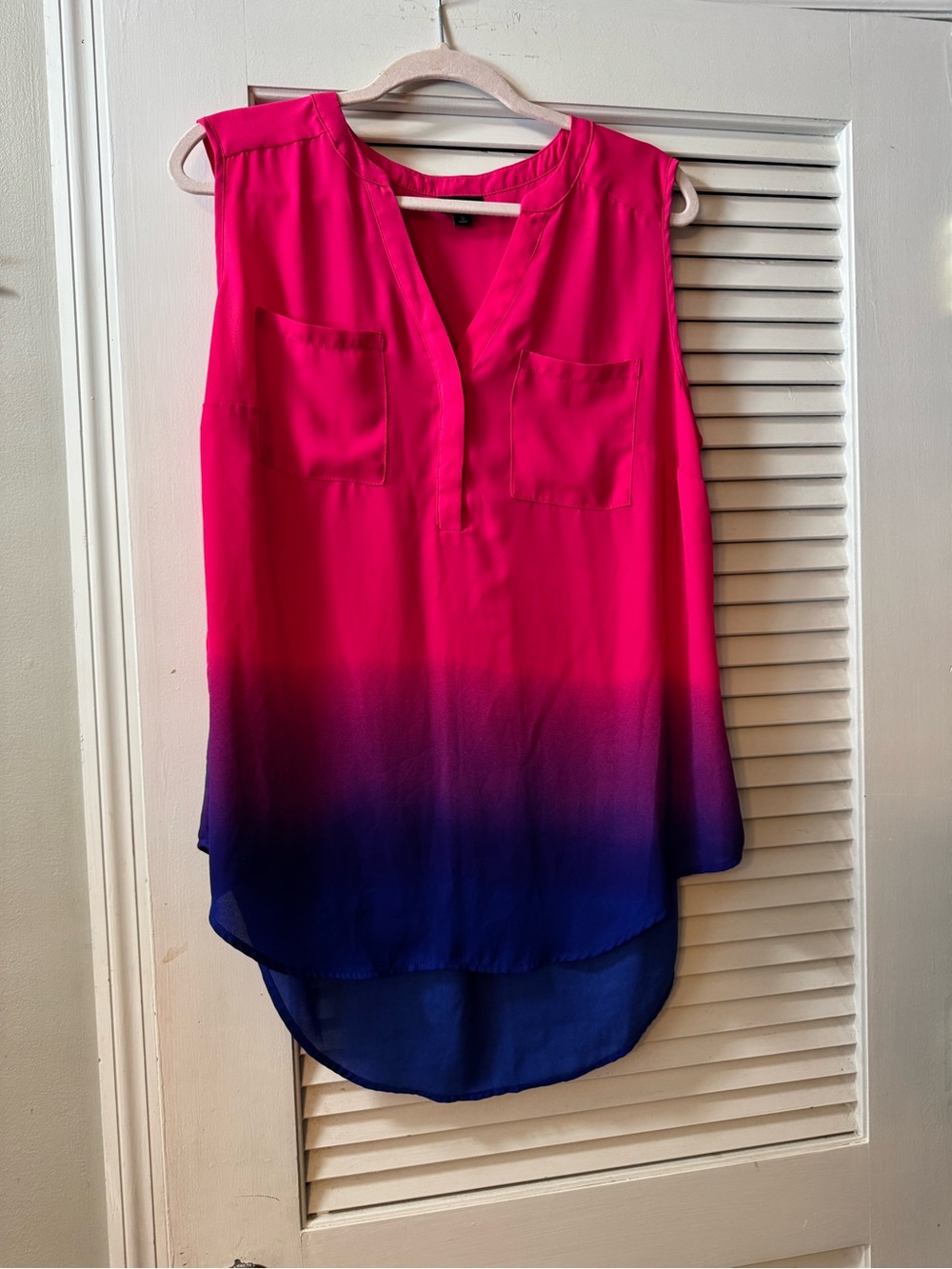 torrid Hot Pink to Deep Blue Ombre Sleeveless V-Neck Tank